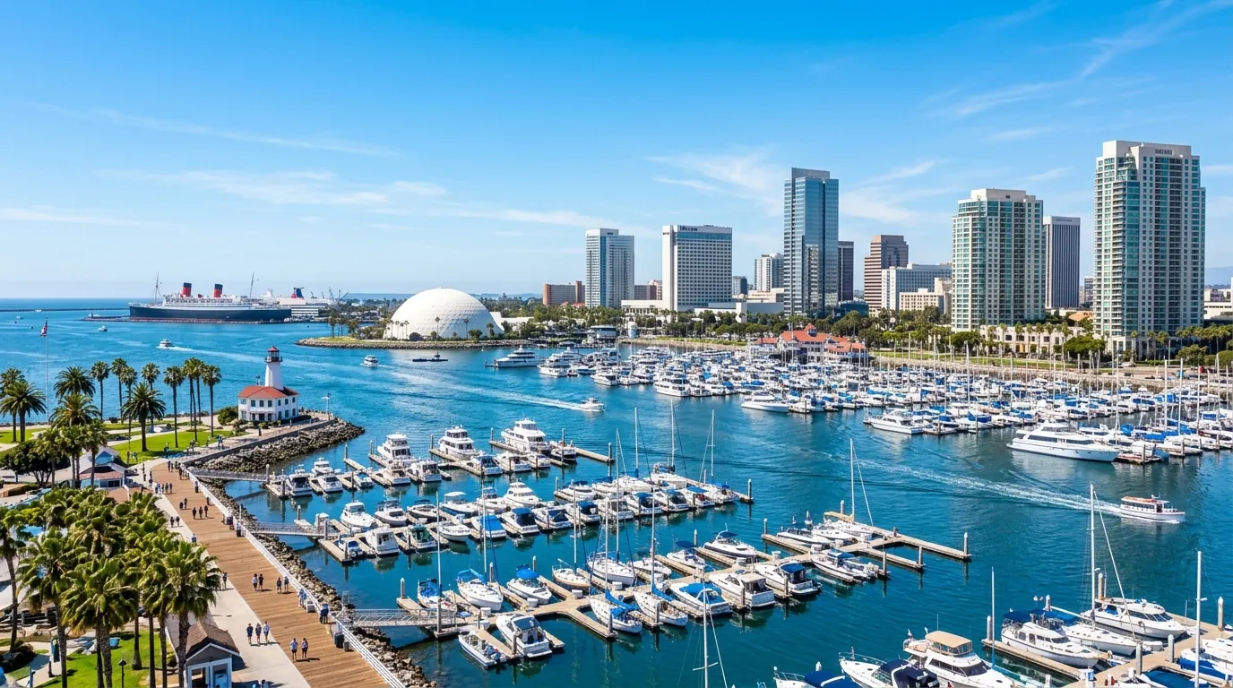 Long Beach waterfront and skyline representing the Long Beach dental practice market