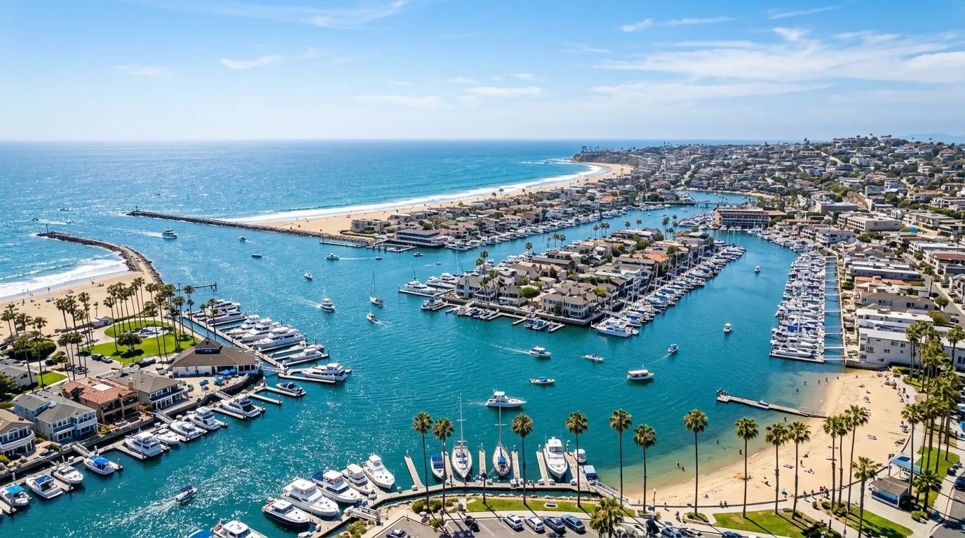 Orange County coastline near Newport Beach representing the local dental practice market