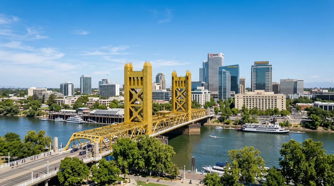 Sacramento skyline and Tower Bridge representing the Sacramento dental practice market