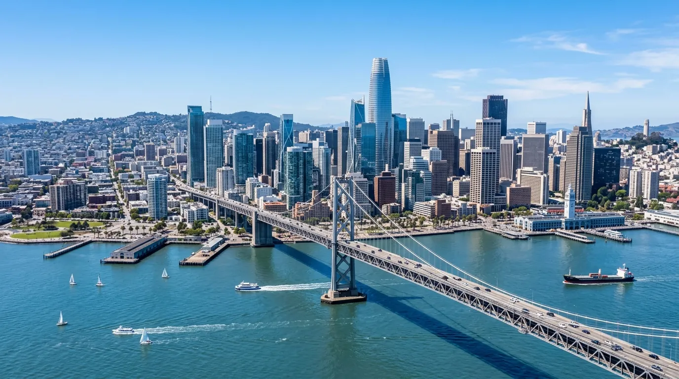 San Francisco skyline and bay representing the San Francisco dental practice market